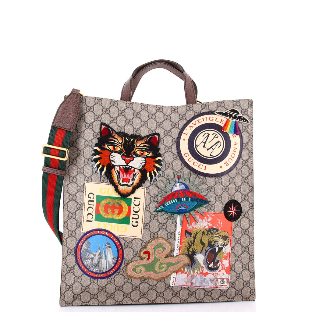 Courrier Convertible Soft Open Tote GG Coated Canvas with Applique North South