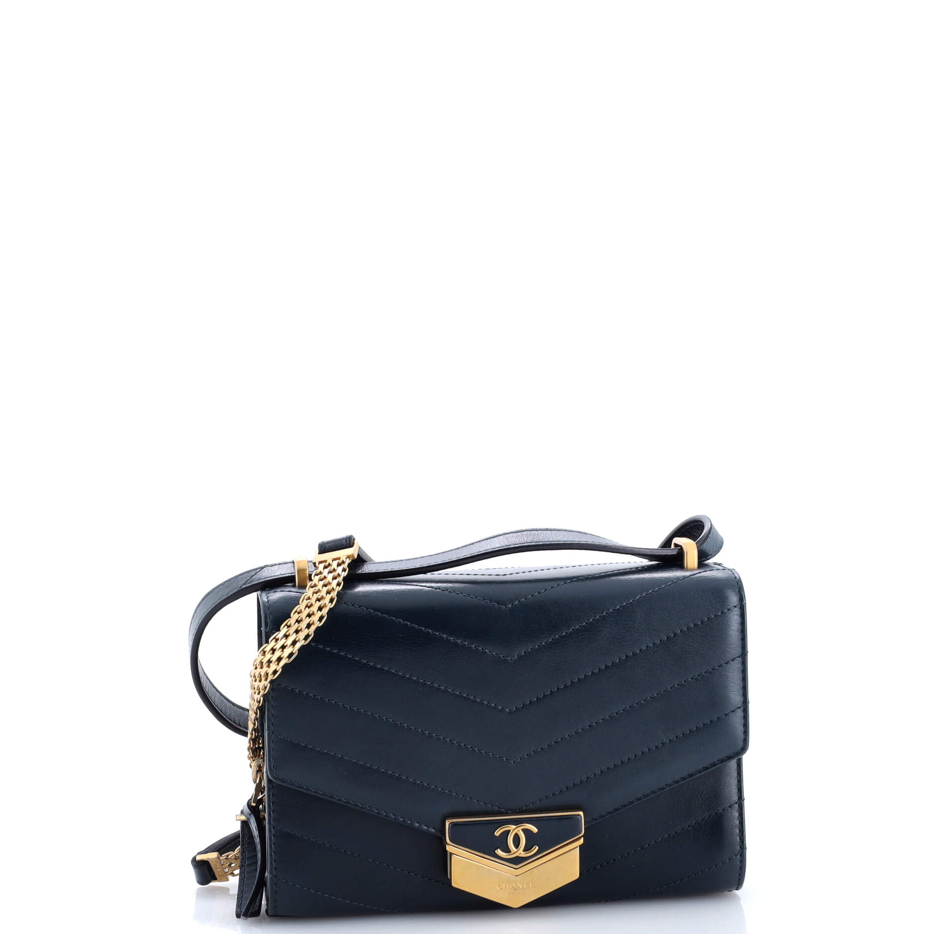 Medal Envelope Flap Bag Chevron Calfskin Small