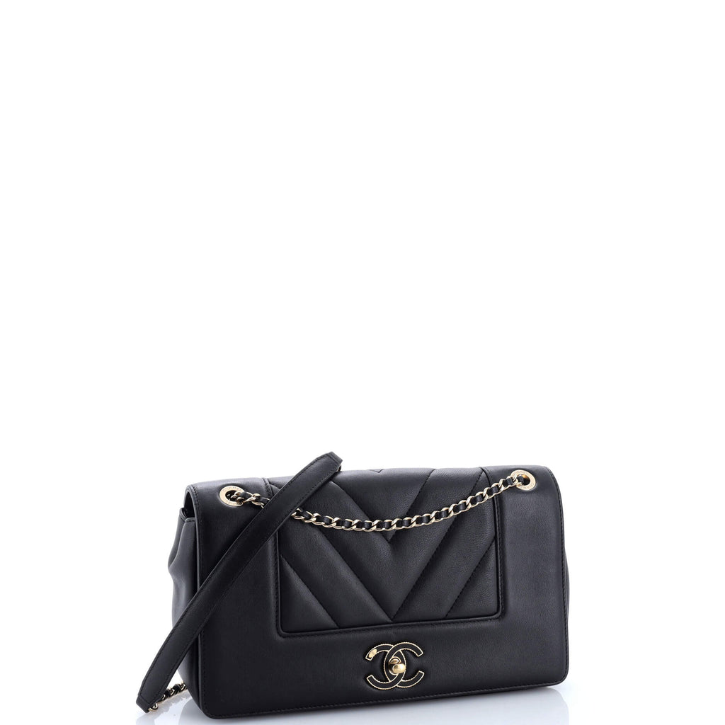Mademoiselle Vintage Flap Bag Chevron Sheepskin Medium