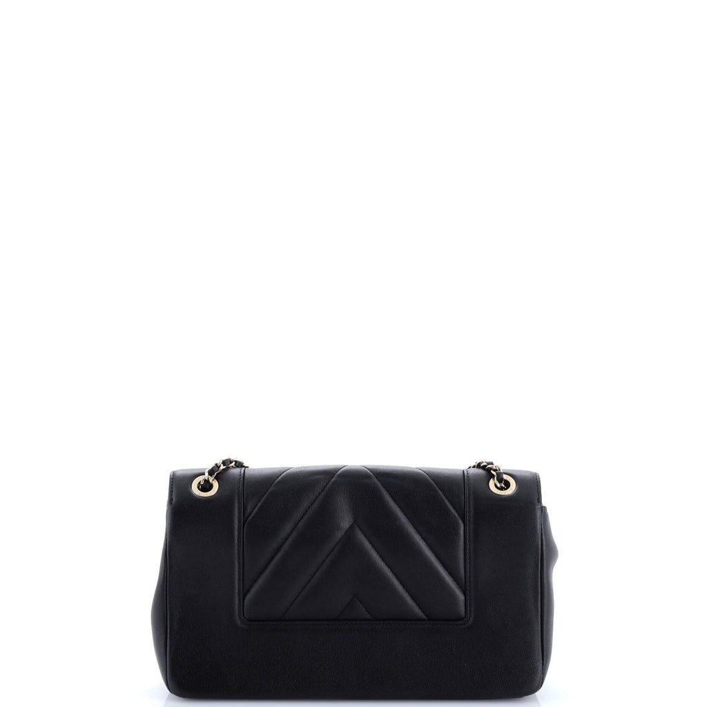 Mademoiselle Vintage Flap Bag Chevron Sheepskin Medium