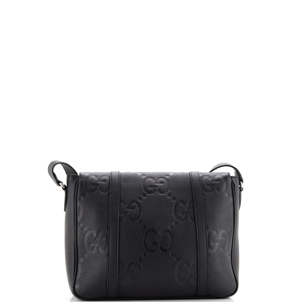 Double Belt Flap Messenger Bag Jumbo GG Embossed Leather Medium