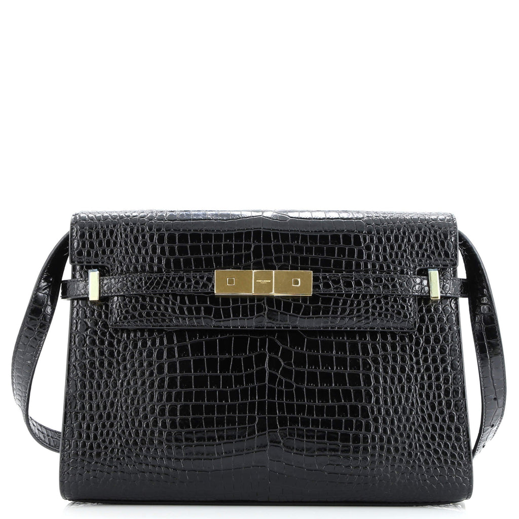 Manhattan Shoulder Bag Crocodile Embossed Leather Medium