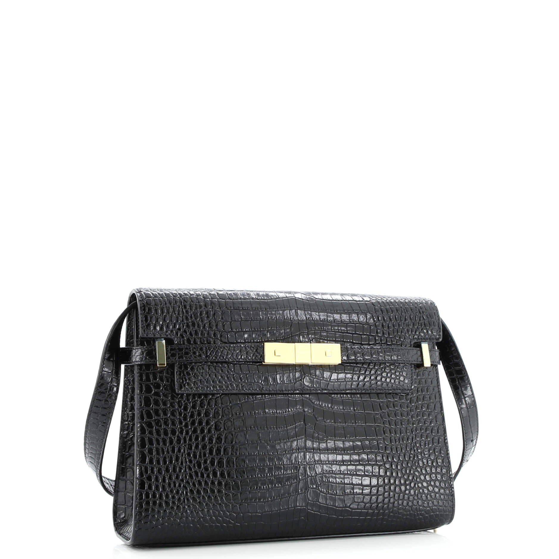 Manhattan Shoulder Bag Crocodile Embossed Leather Medium