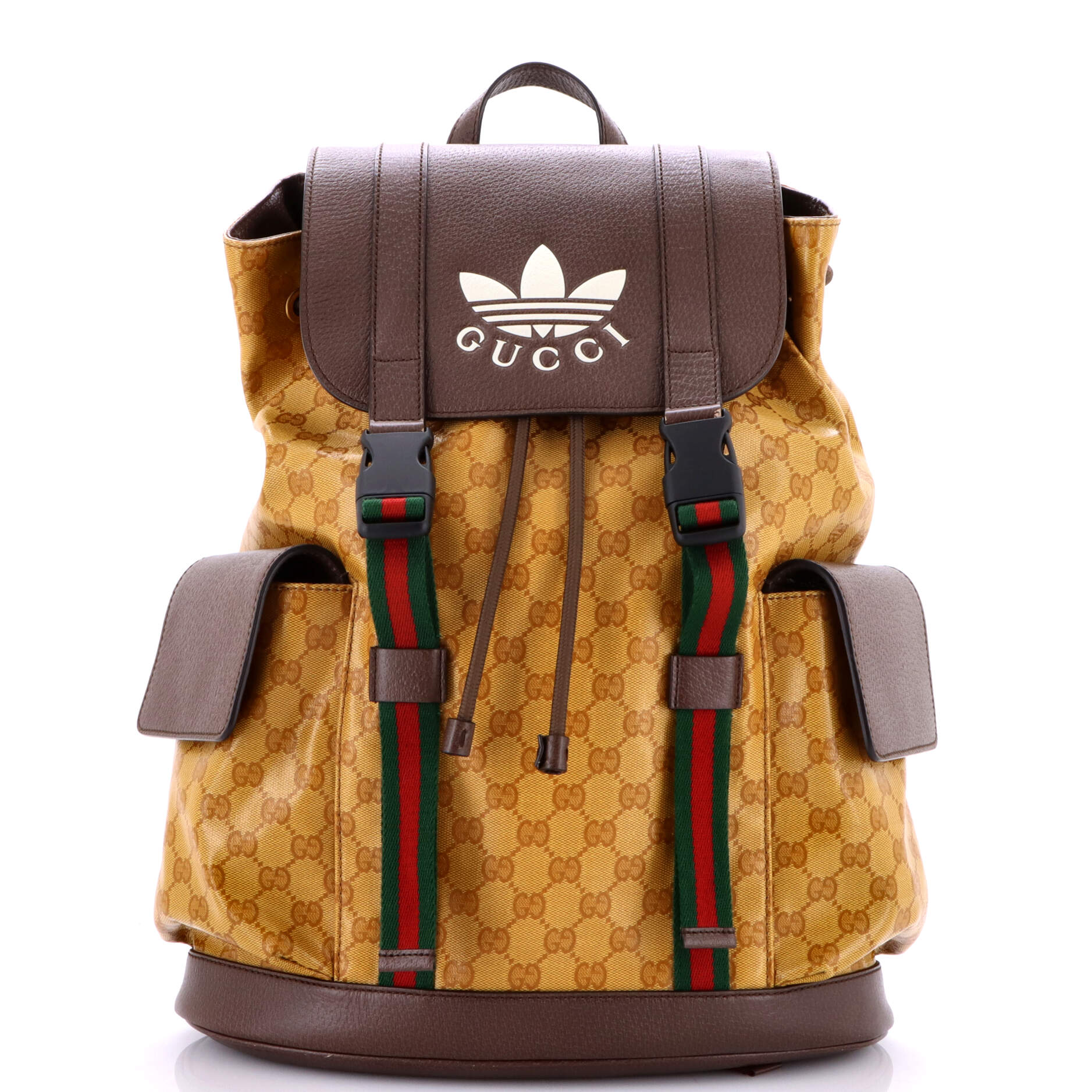x adidas Double Pocket Buckle Backpack GG Coated Canvas Medium
