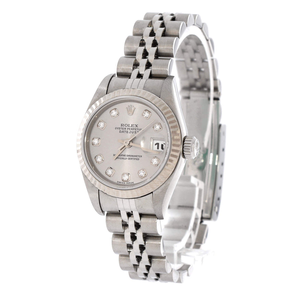 Oyster Perpetual Datejust Automatic Watch Stainless Steel and White Gold with Diamond Markers 26