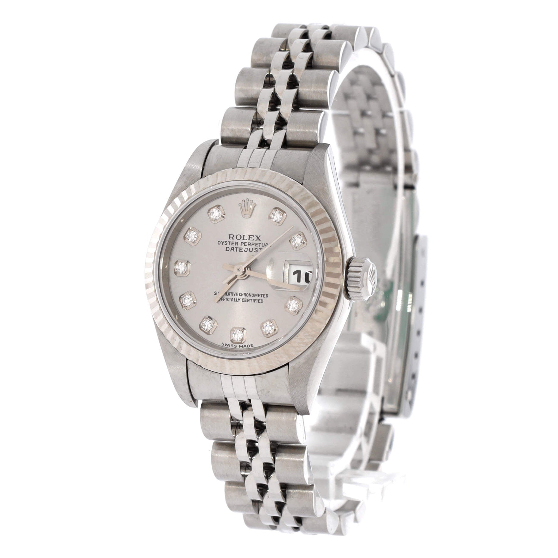 Oyster Perpetual Datejust Automatic Watch Stainless Steel and White Gold with Diamond Markers 26
