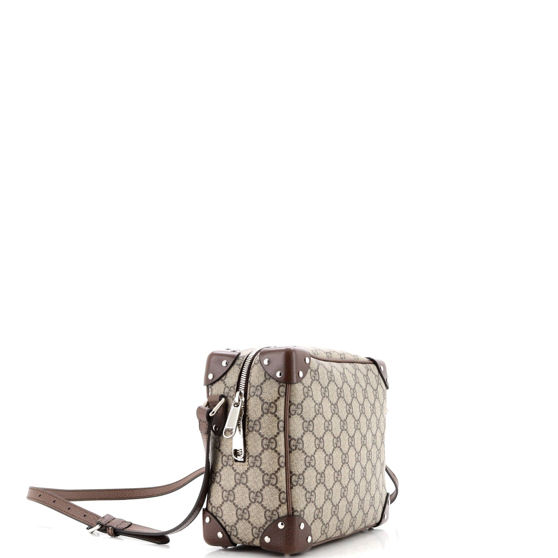 Trunk Shoulder Bag GG Coated Canvas with Studded Leather
