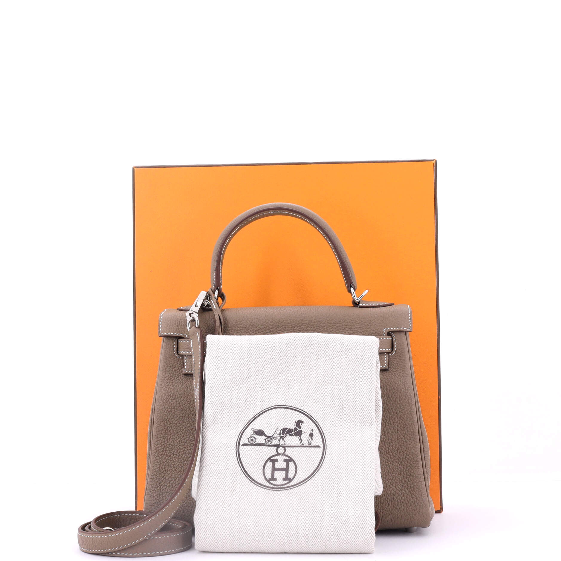 Kelly Handbag Grey Togo with Palladium Hardware 25