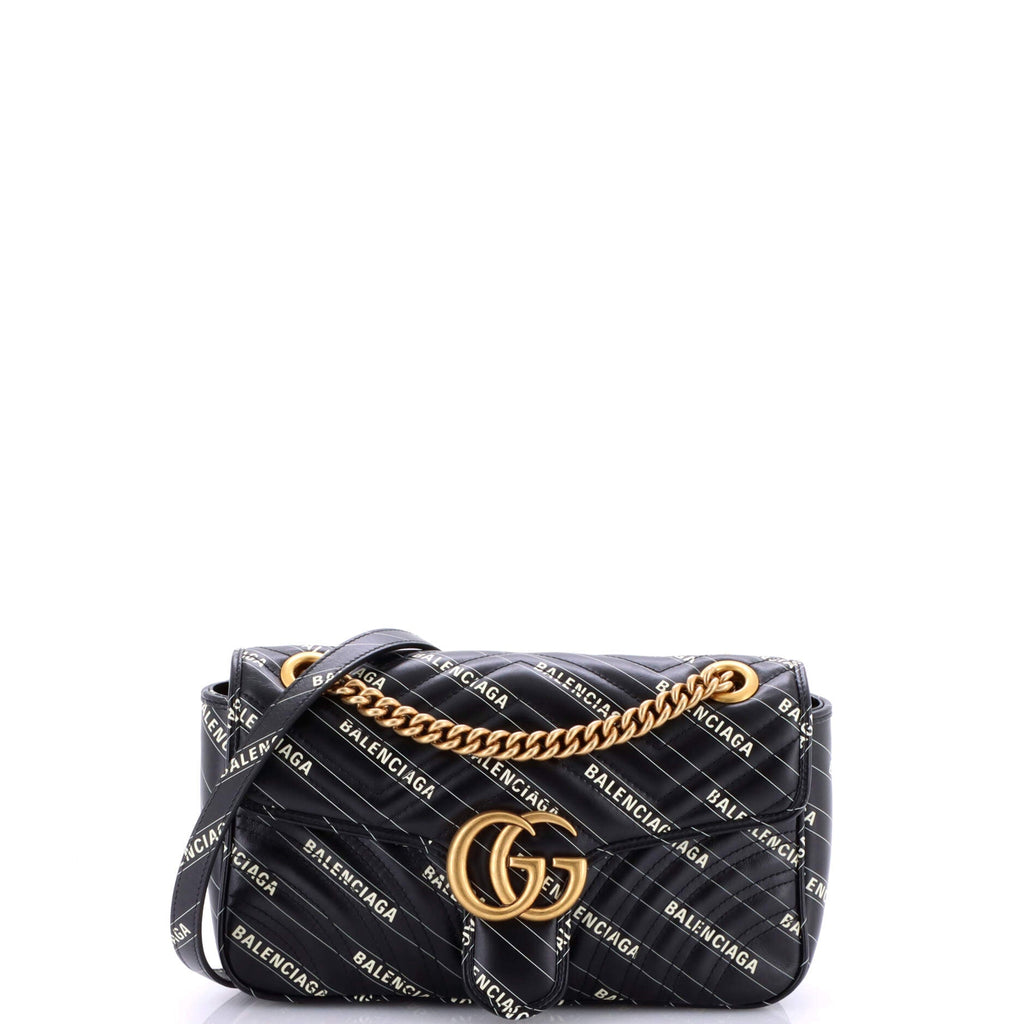 x Balenciaga The Hacker Project GG Marmont Flap Bag Printed Matelasse Leather Small