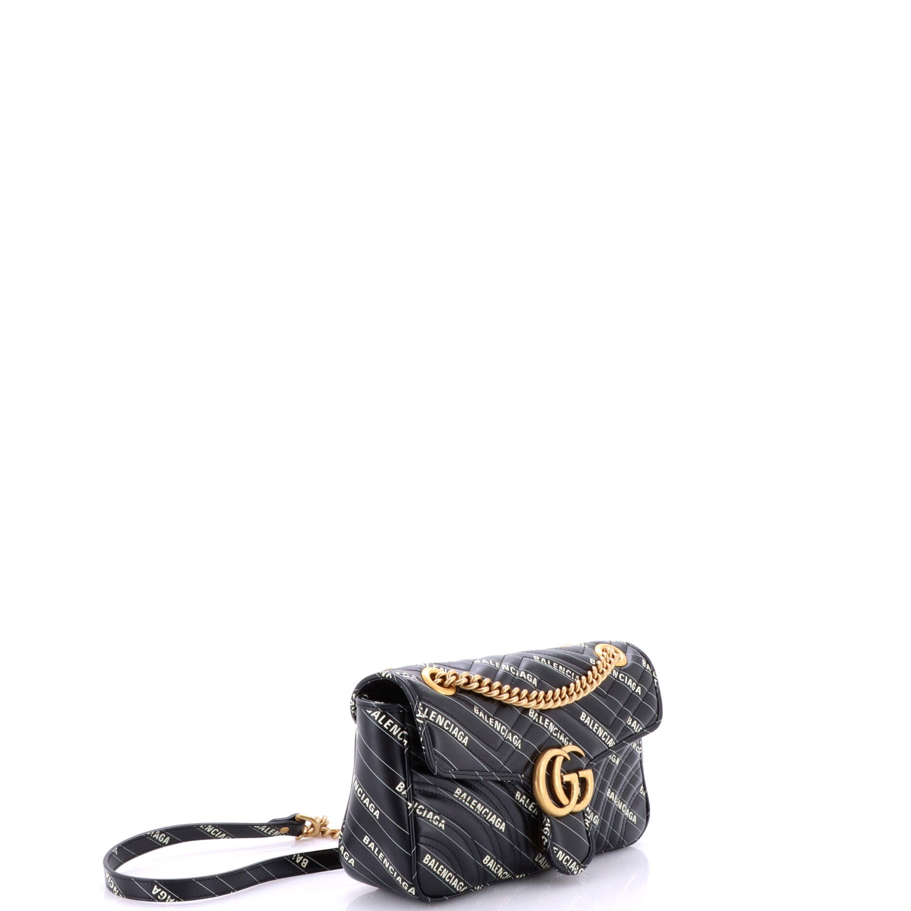 x Balenciaga The Hacker Project GG Marmont Flap Bag Printed Matelasse Leather Small