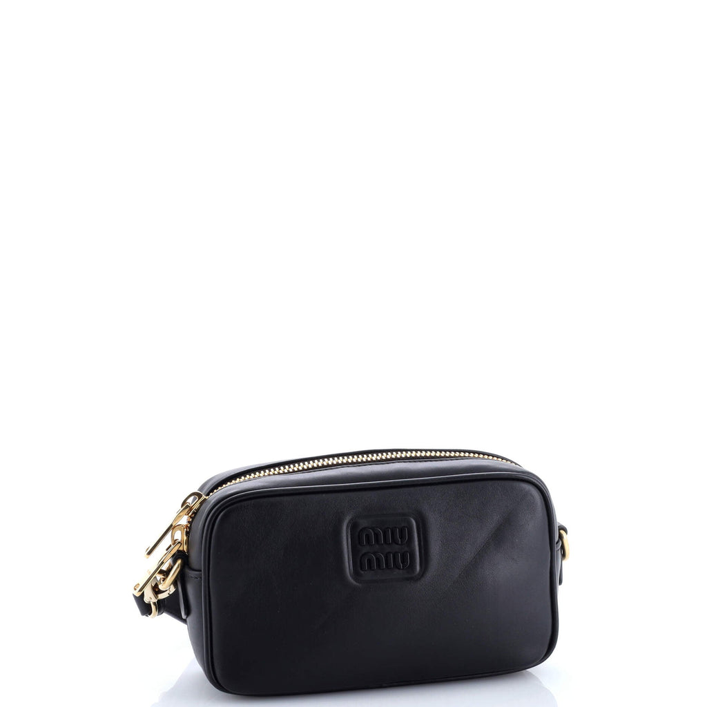 Logo Embossed Camera Bag Leather