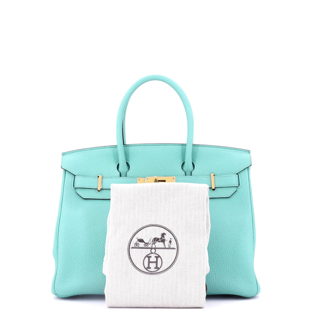 Birkin Handbag Bleu Atoll Togo with Gold Hardware 30