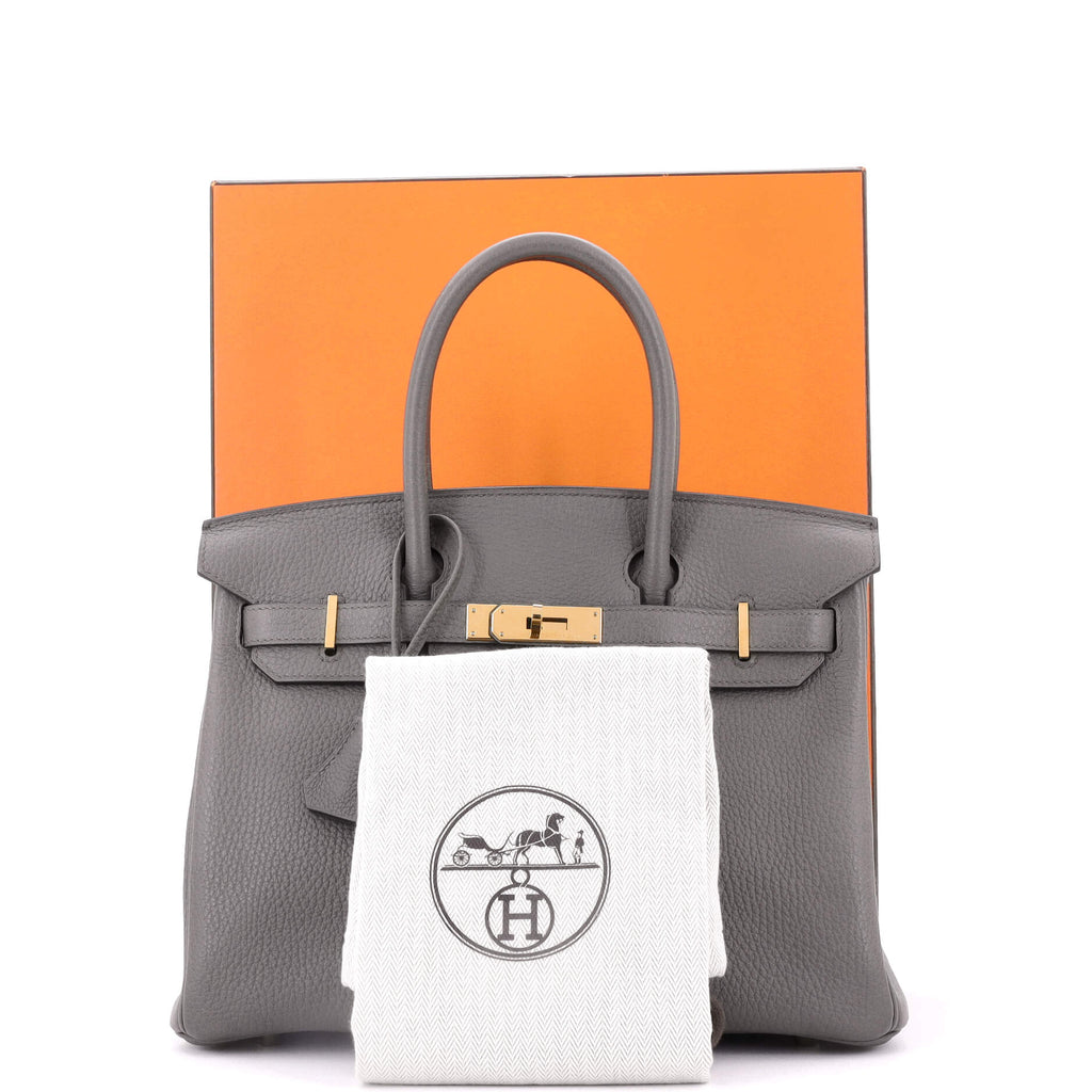 Birkin Handbag Grey Togo with Gold Hardware 30