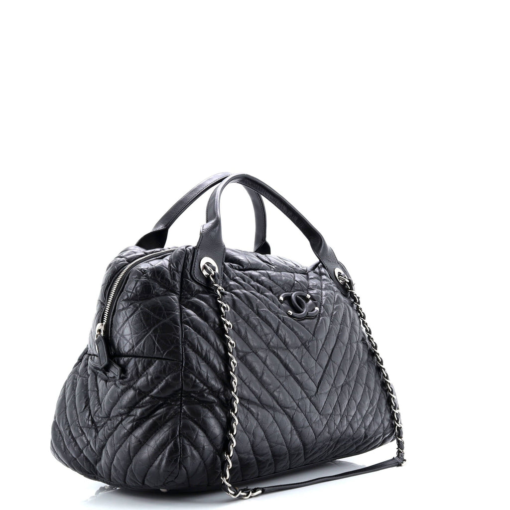 Soft Bowling Bag Chevron Aged Calfskin Large