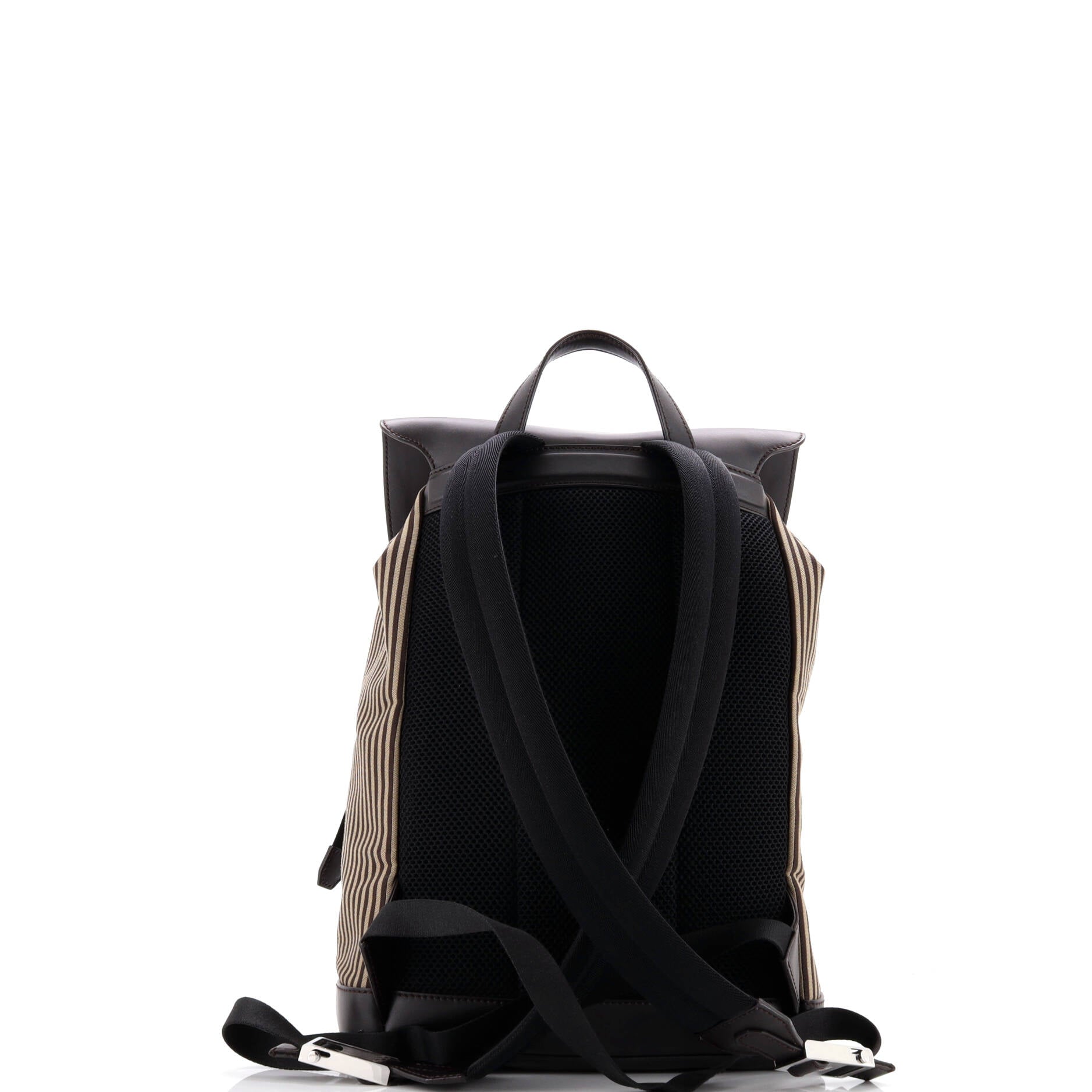 Logo Rucksack Backpack Striped Canvas Large