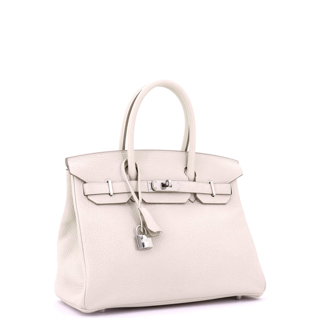 Birkin Handbag Light Clemence with Palladium Hardware 30