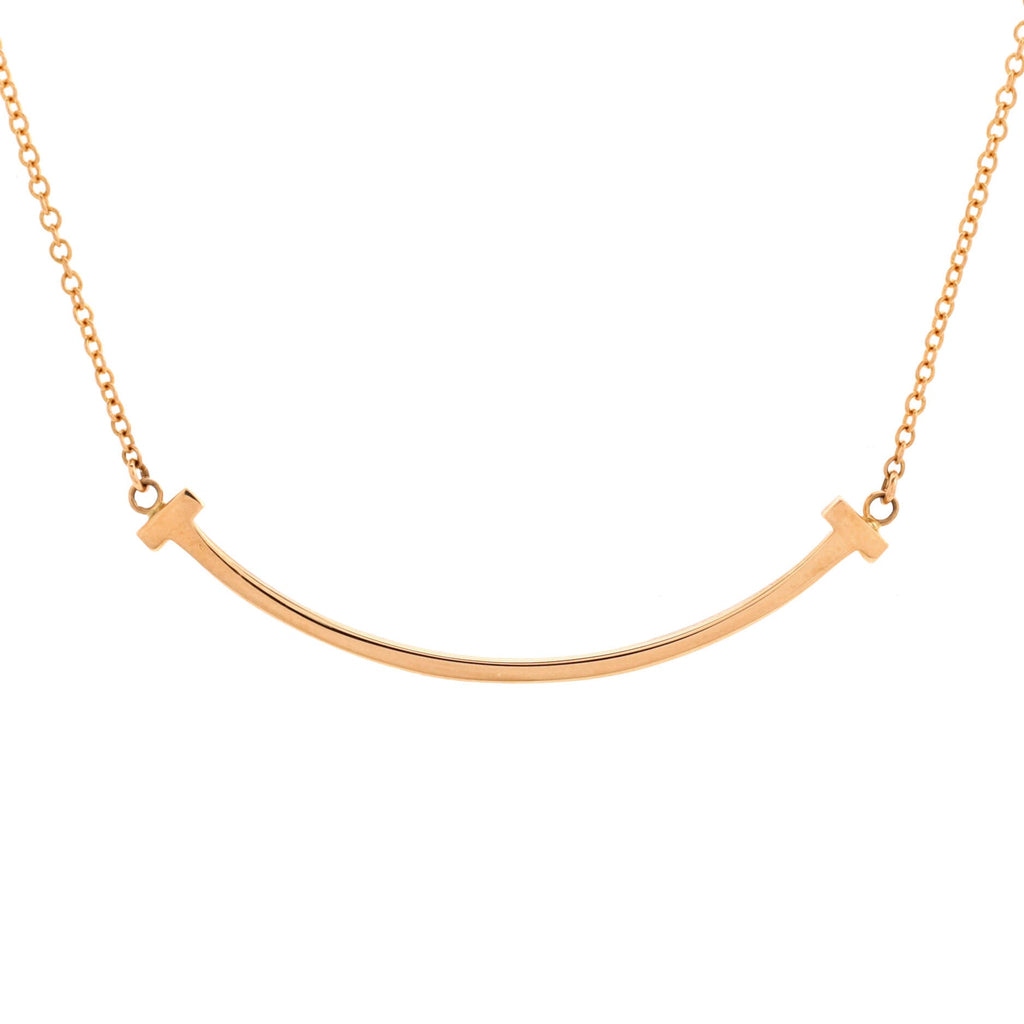 T Smile Pendant Necklace 18K Rose Gold Small