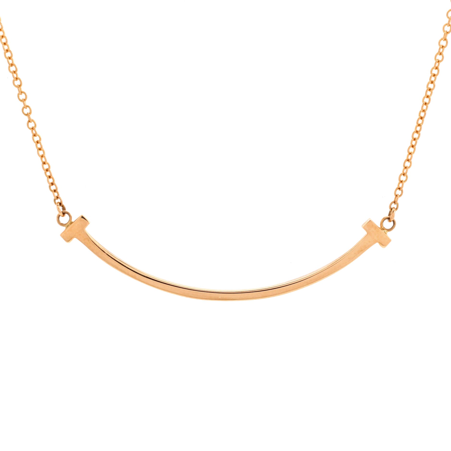 T Smile Pendant Necklace 18K Rose Gold Small