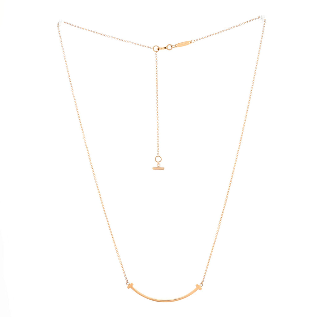 T Smile Pendant Necklace 18K Rose Gold Small