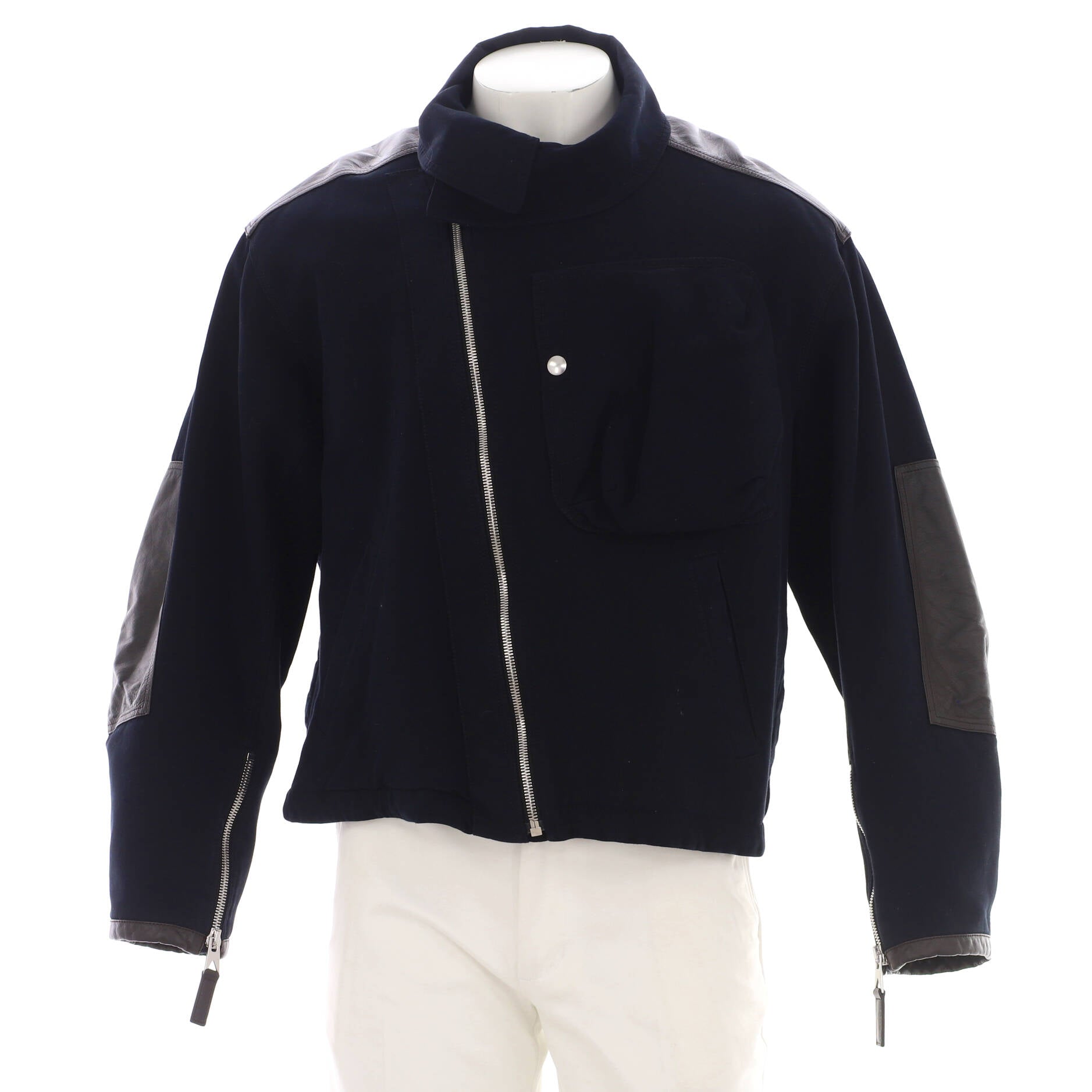 Men's Zip Jacket Cotton with Leather