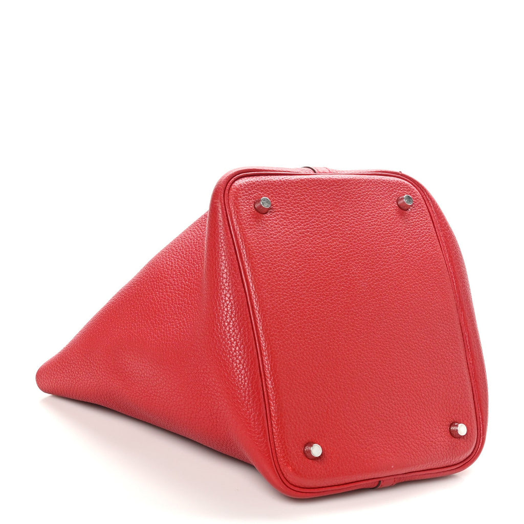 Taurillon Clemence Picotin Lock 22 MM Rouge Casaque
