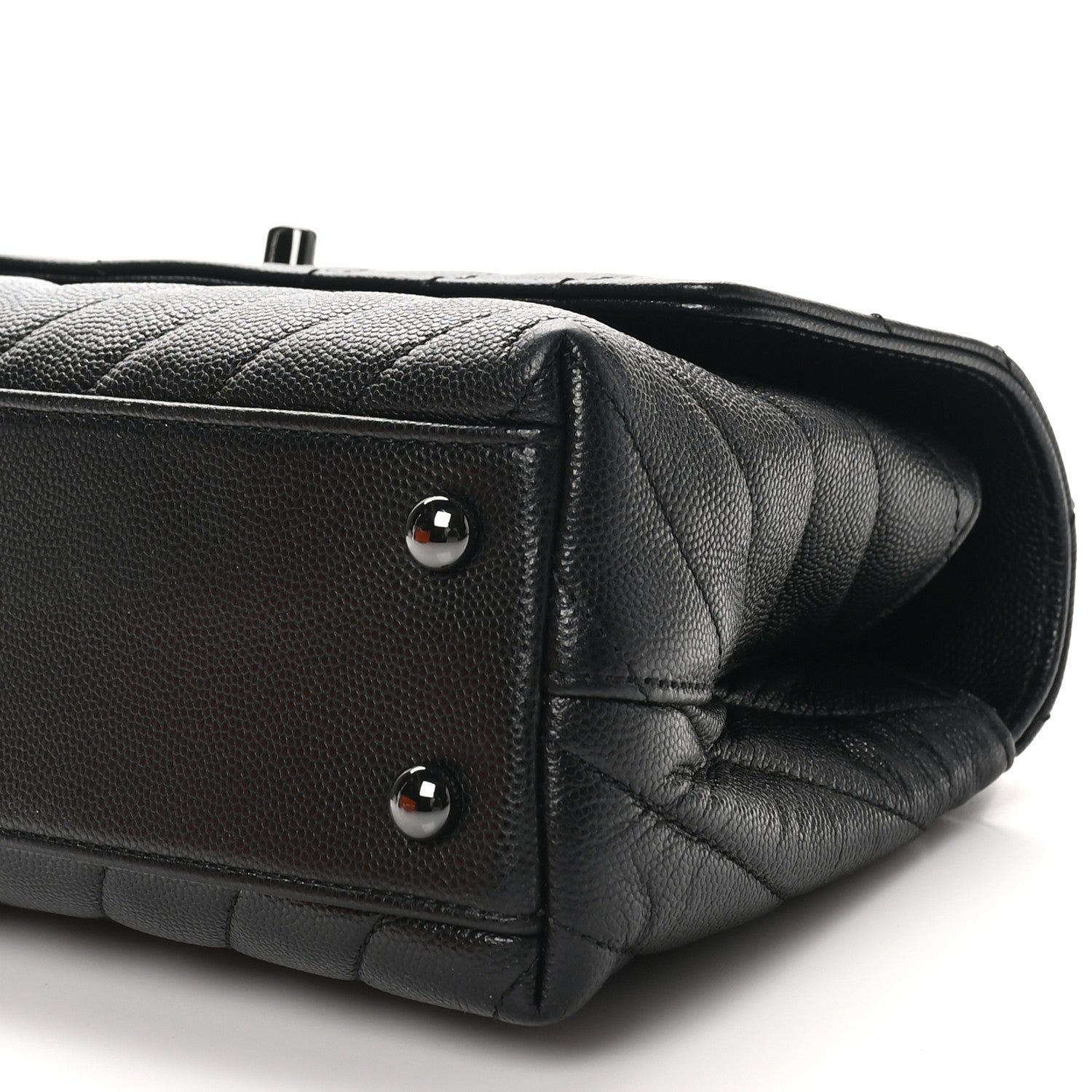 Caviar Chevron Quilted Mini Coco Handle Flap So Black