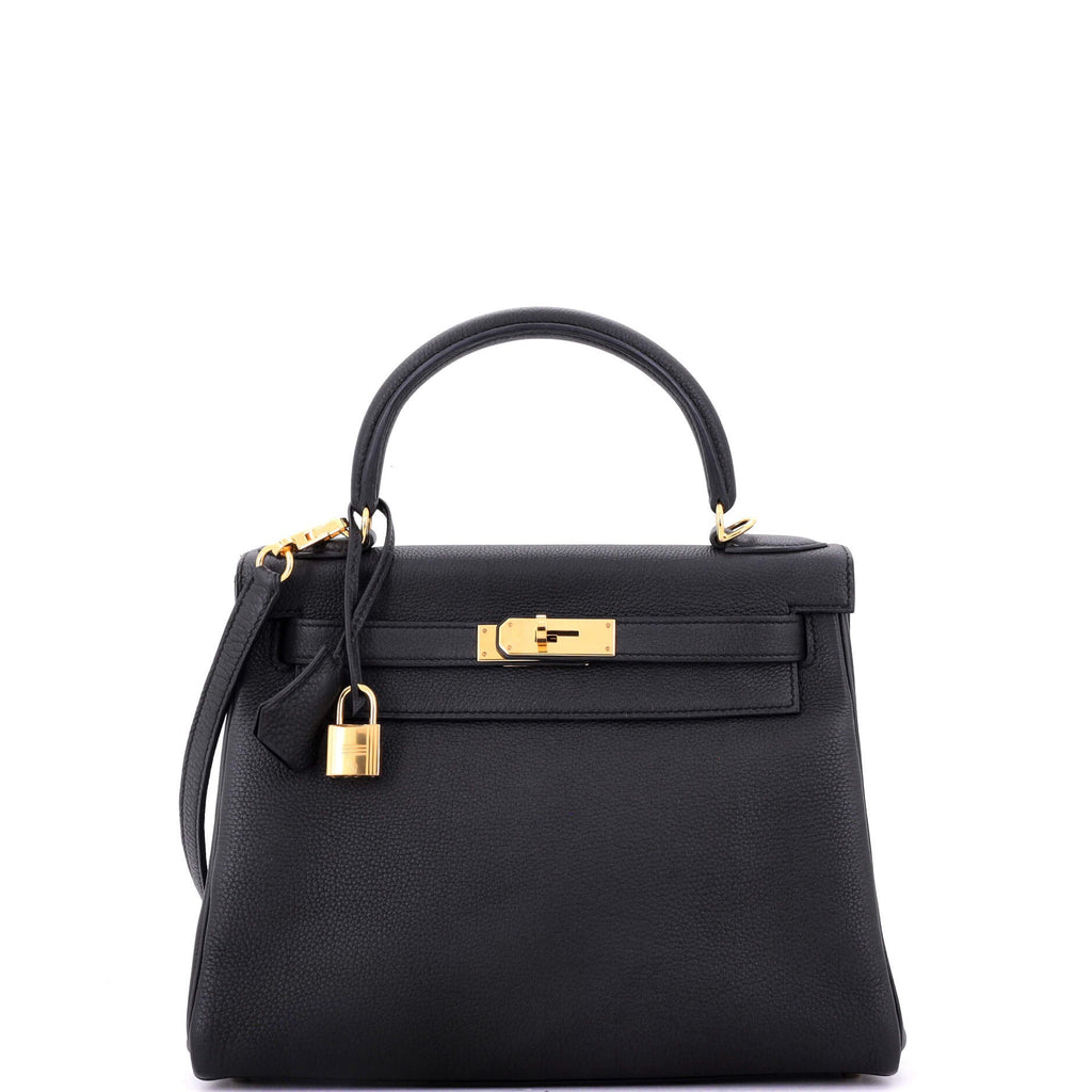 Kelly Handbag Noir Togo with Gold Hardware 28