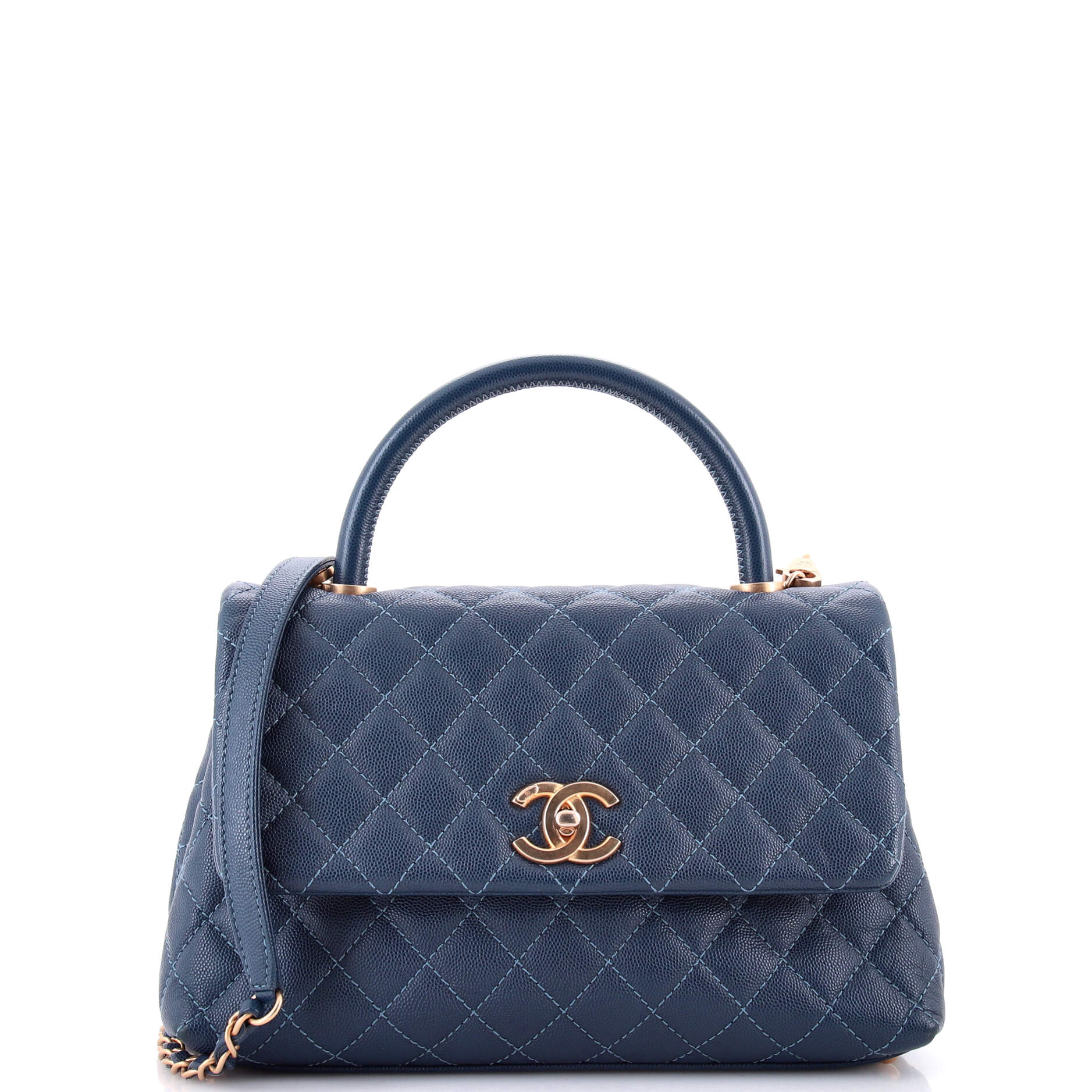 Coco Top Handle Bag Quilted Caviar Small