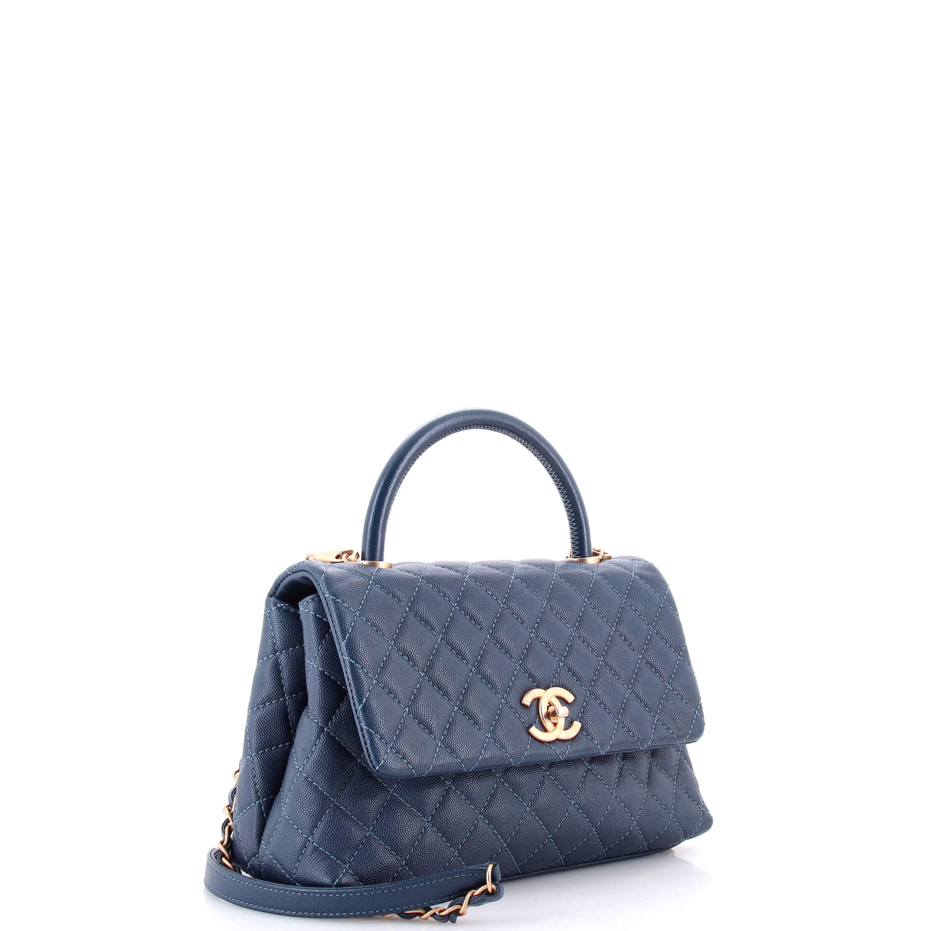 Coco Top Handle Bag Quilted Caviar Small