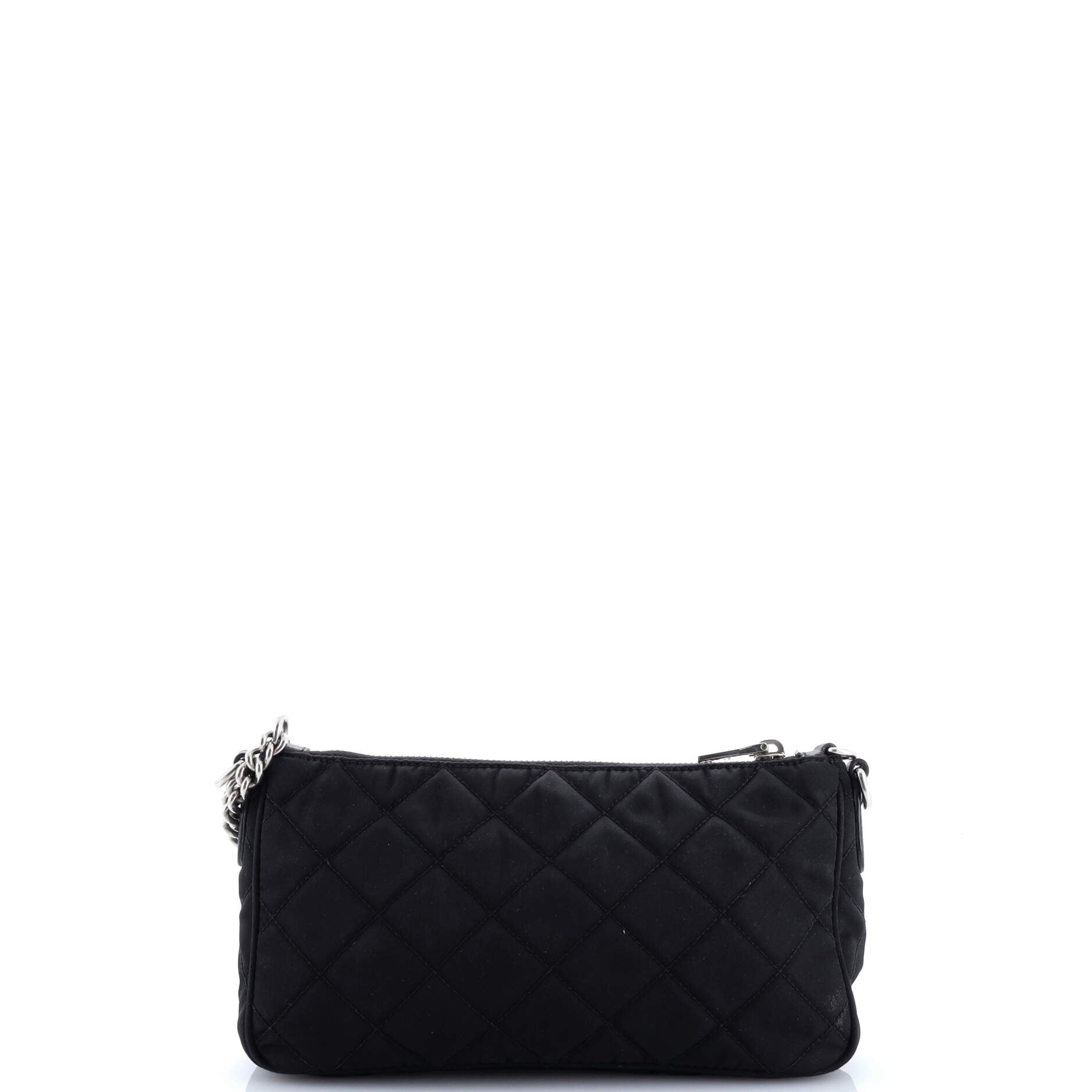 Chain Zip Shoulder Bag Quilted Tessuto Small