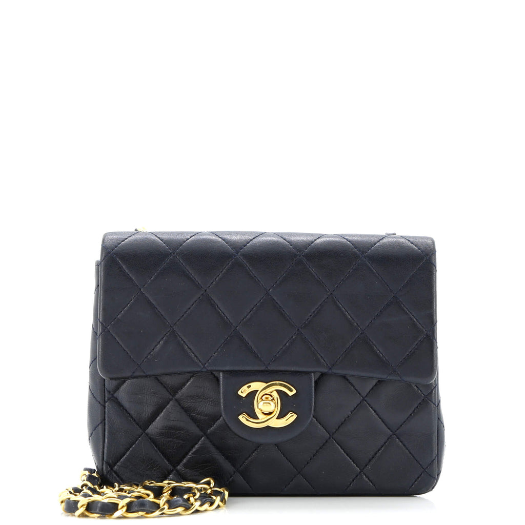 Vintage Square Classic Single Flap Bag Quilted Lambskin Mini