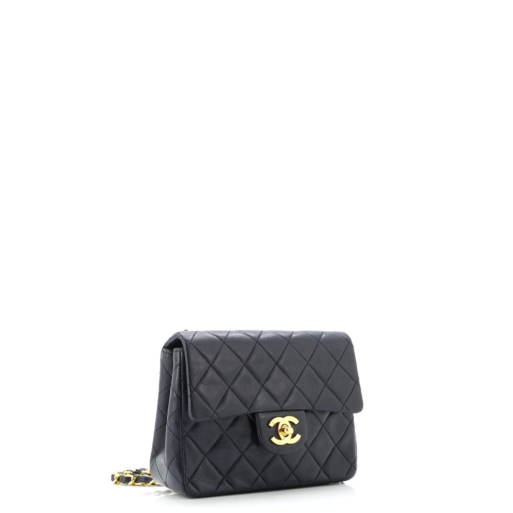 Vintage Square Classic Single Flap Bag Quilted Lambskin Mini