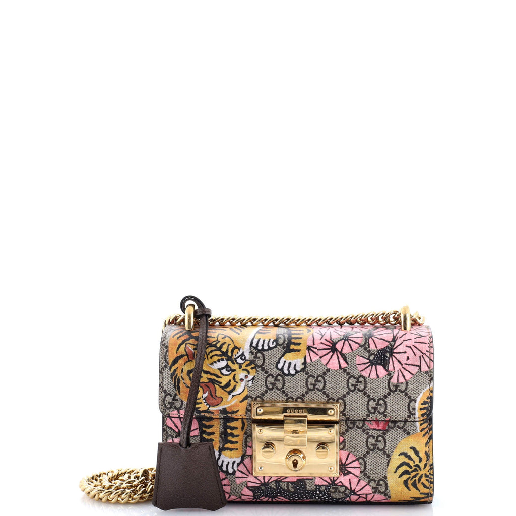 Padlock Shoulder Bag Bengal Print GG Coated Canvas Small