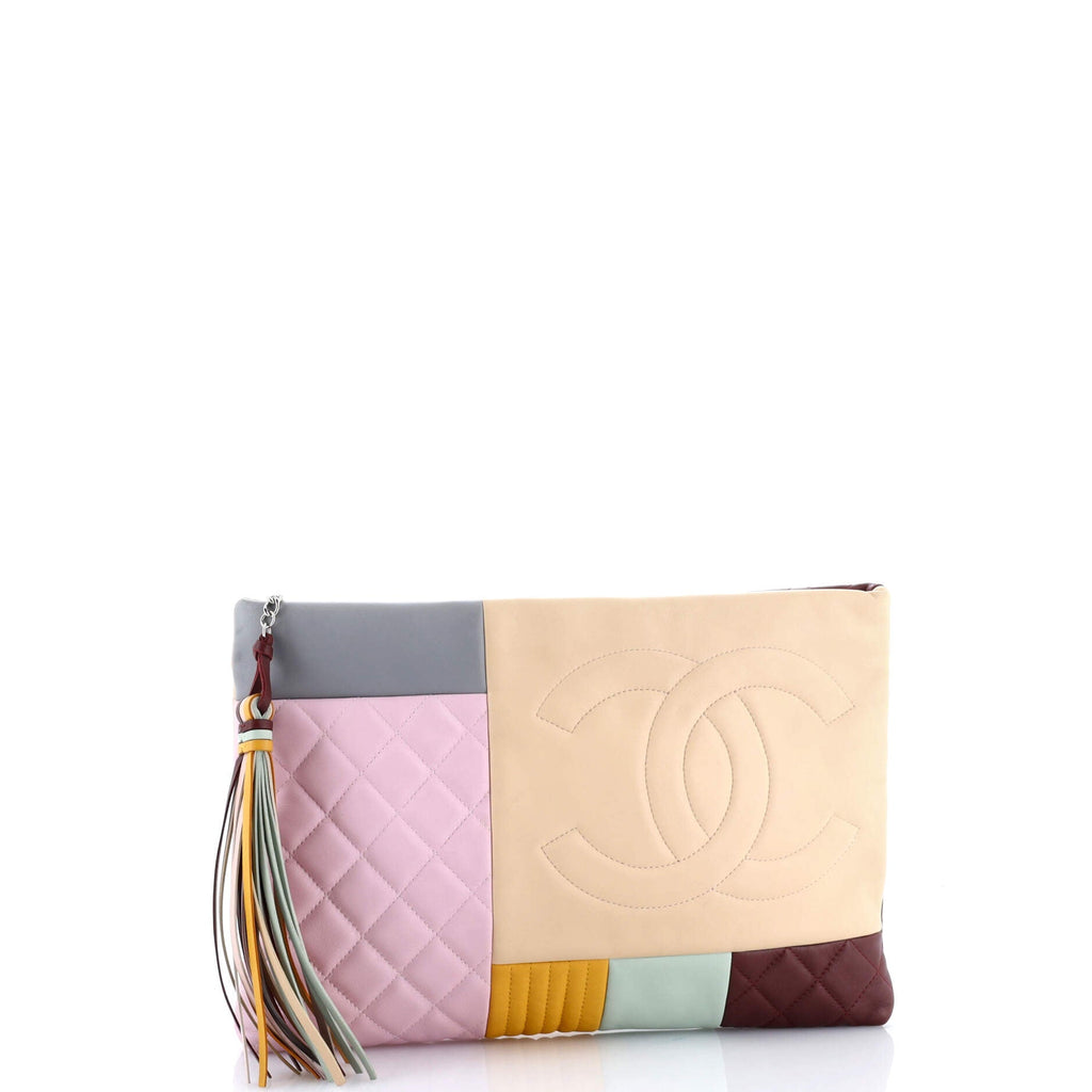 O Case Clutch Colorblock Leather Large