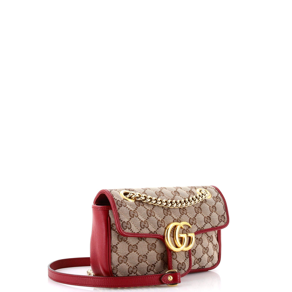GG Marmont Flap Bag Diagonal Quilted GG Canvas with Leather Mini