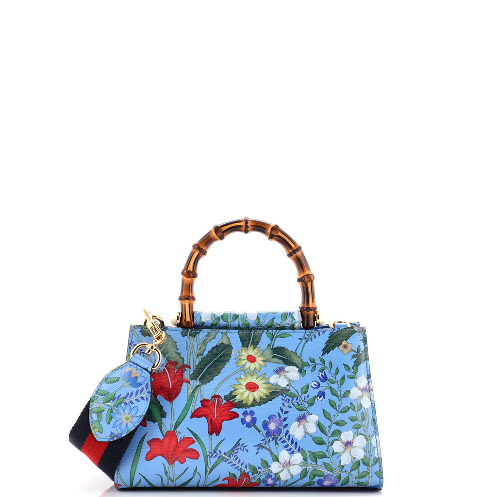 Nymphaea Top Handle Bag Floral Printed Leather Mini