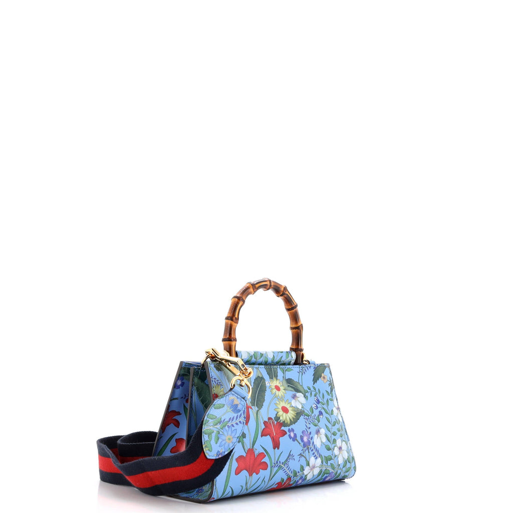 Nymphaea Top Handle Bag Floral Printed Leather Mini