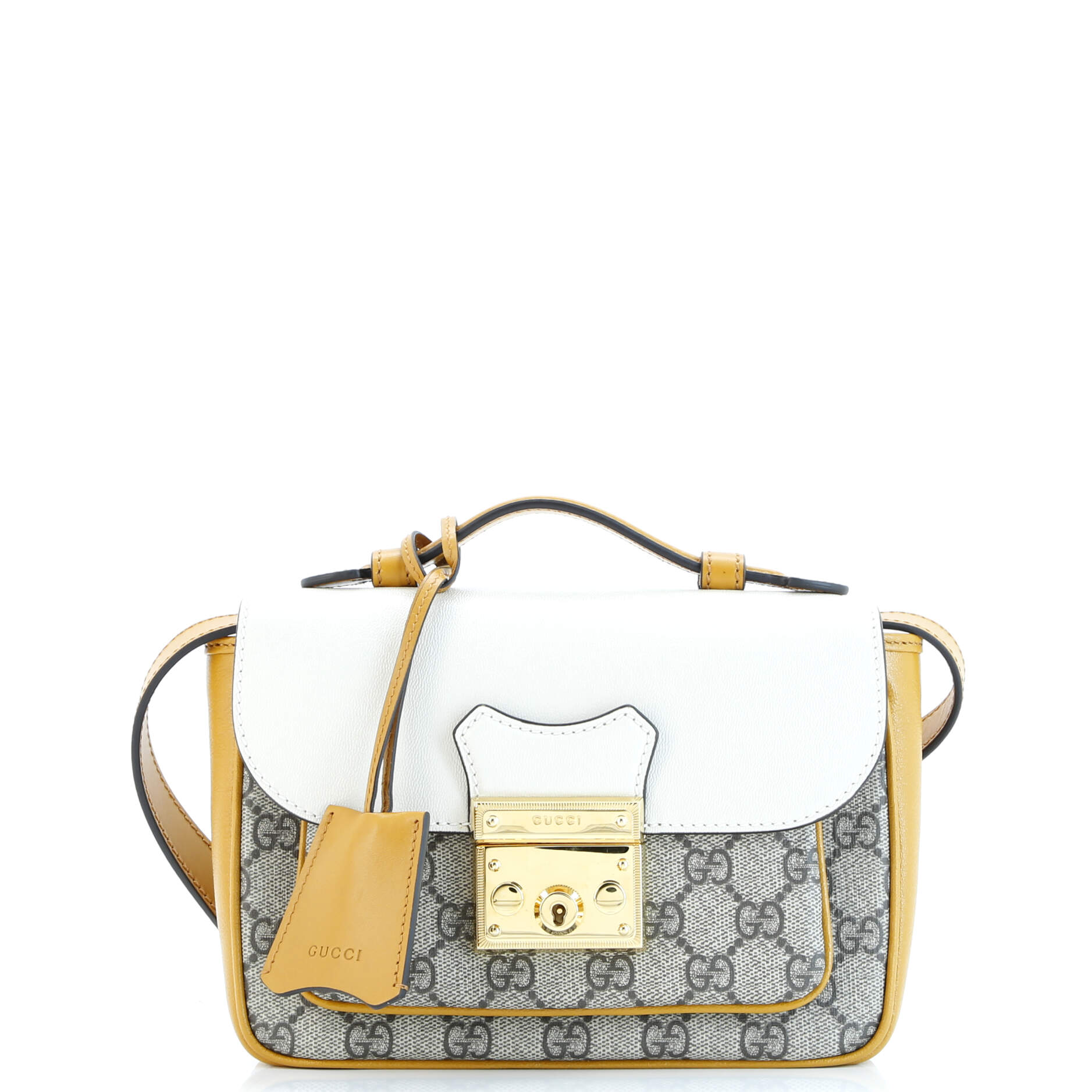 Padlock Front Pocket Flap Shoulder Bag GG Coated Canvas and Leather Mini