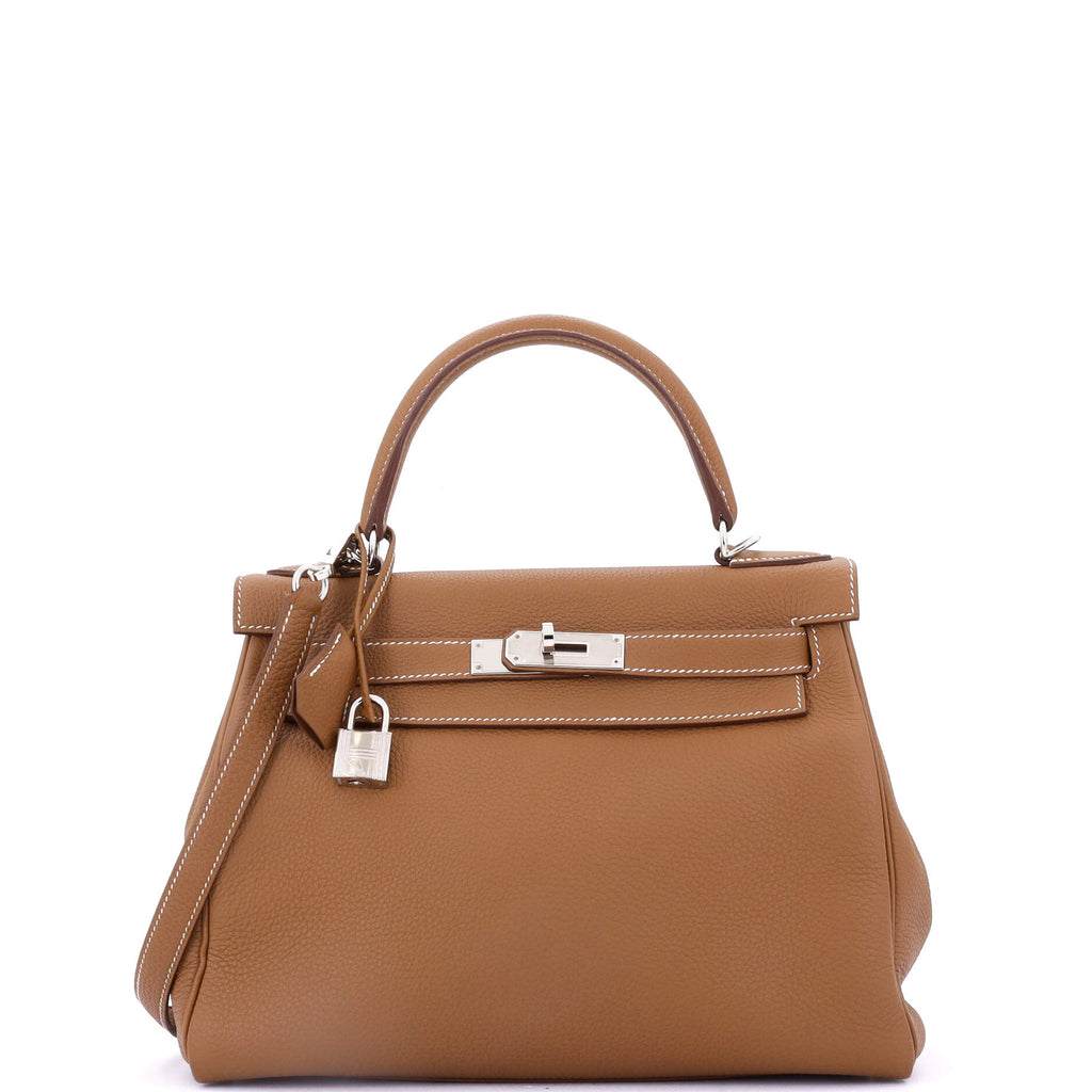 Kelly Handbag Gold Togo with Palladium Hardware 28