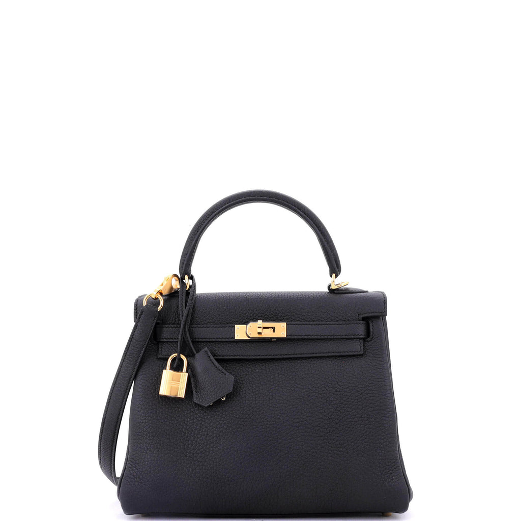 Kelly Handbag Noir Togo with Gold Hardware 25