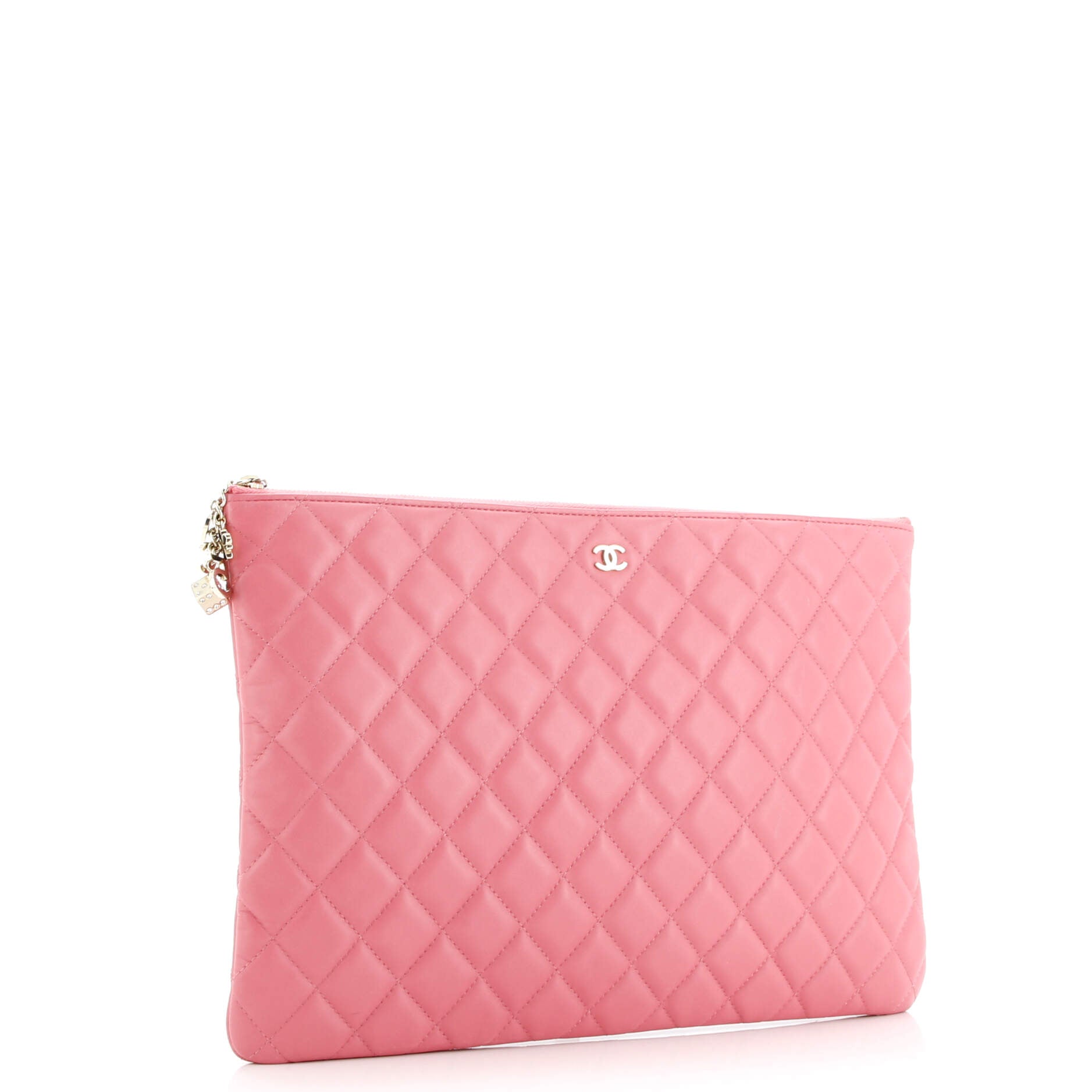 CC Casino O Case Clutch Quilted Lambskin Large