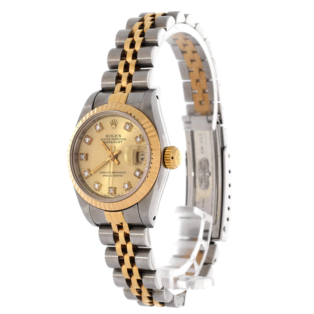 Oyster Perpetual Datejust Automatic Watch Stainless Steel and Yellow Gold with Diamond Markers 26