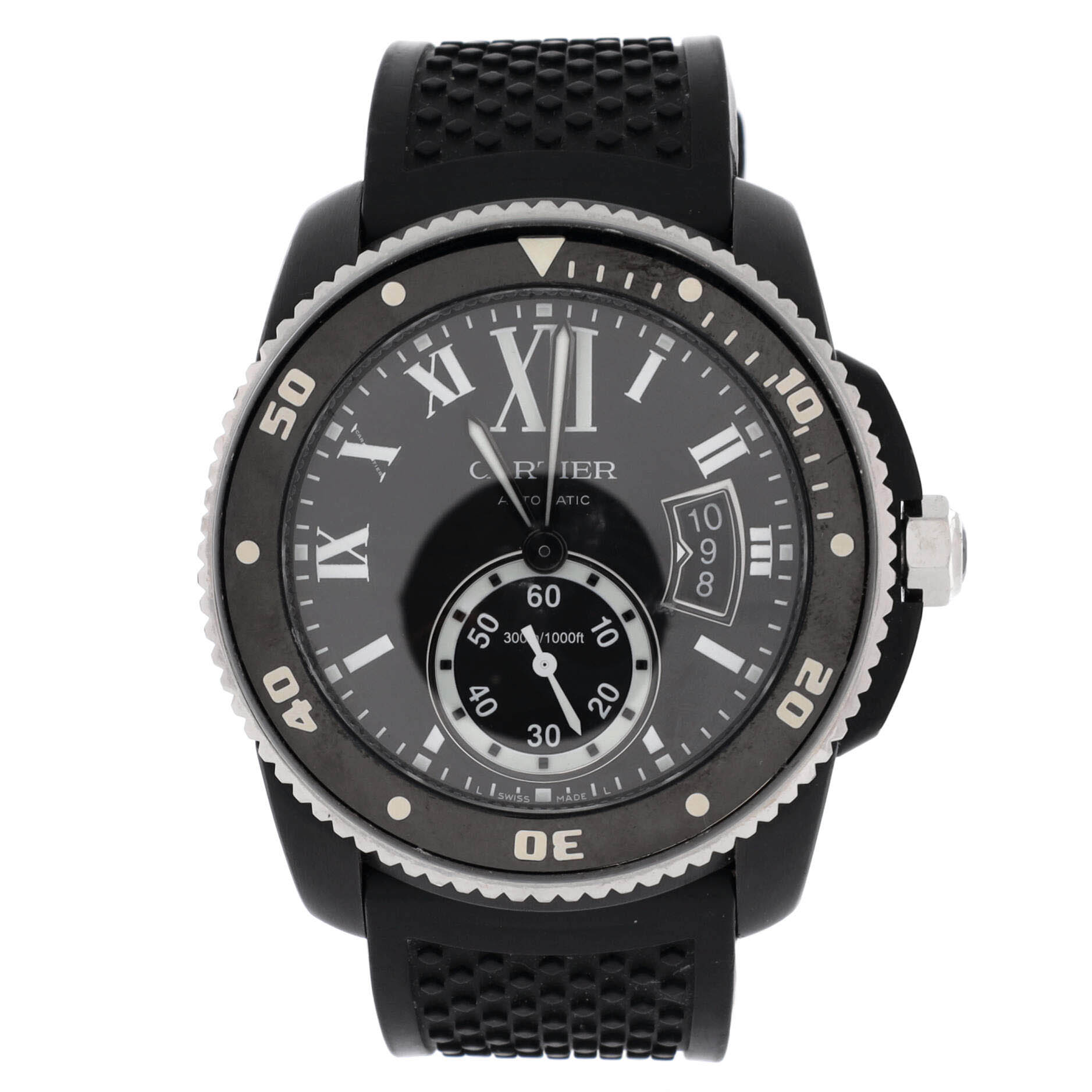 Calibre de Cartier Automatic Watch Stainless Steel and Rubber with Ceramic 42