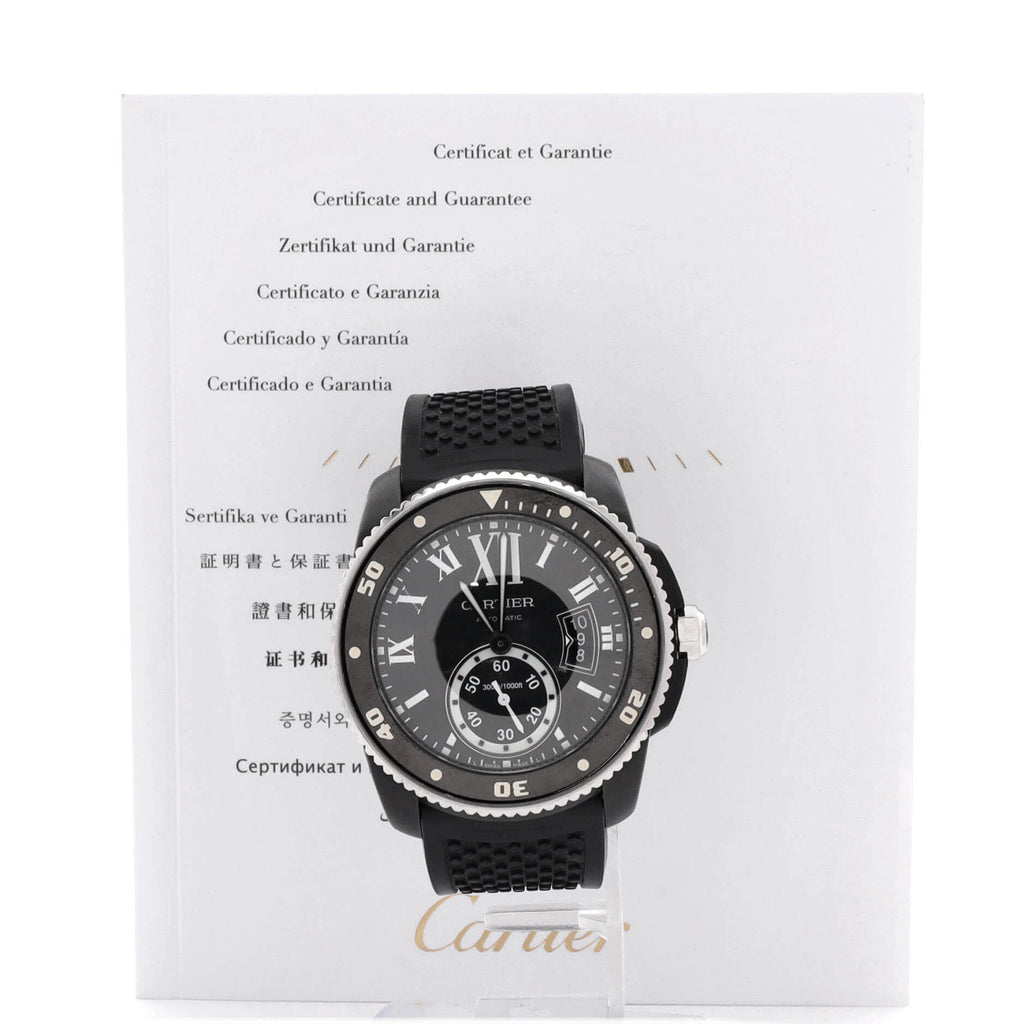 Calibre de Cartier Automatic Watch Stainless Steel and Rubber with Ceramic 42