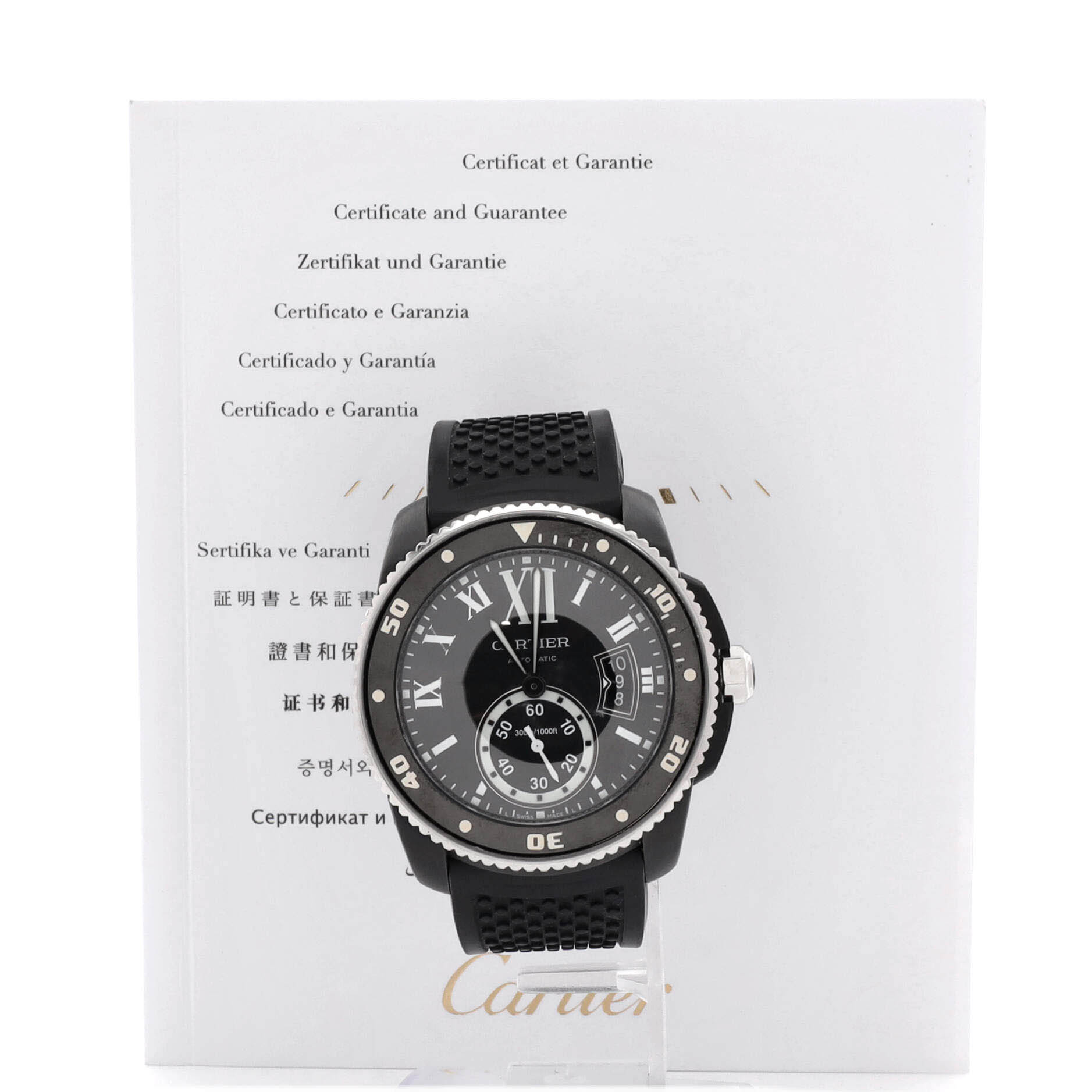 Calibre de Cartier Automatic Watch Stainless Steel and Rubber with Ceramic 42