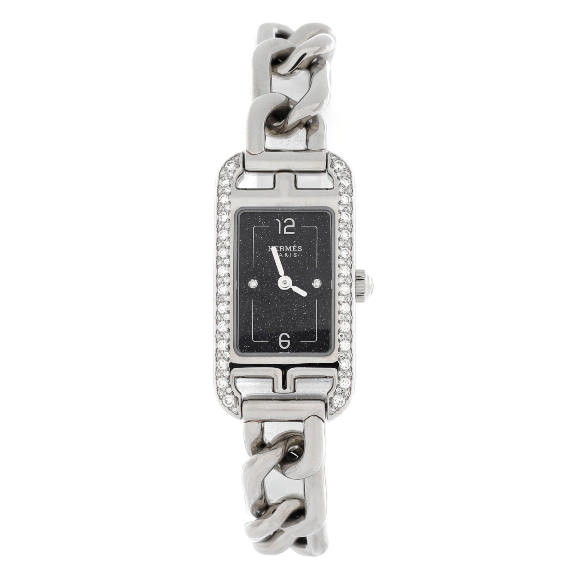 Nantucket Quartz Watch Stainless Steel with Aventurine Dial and Diamond Bezel and Markers 17