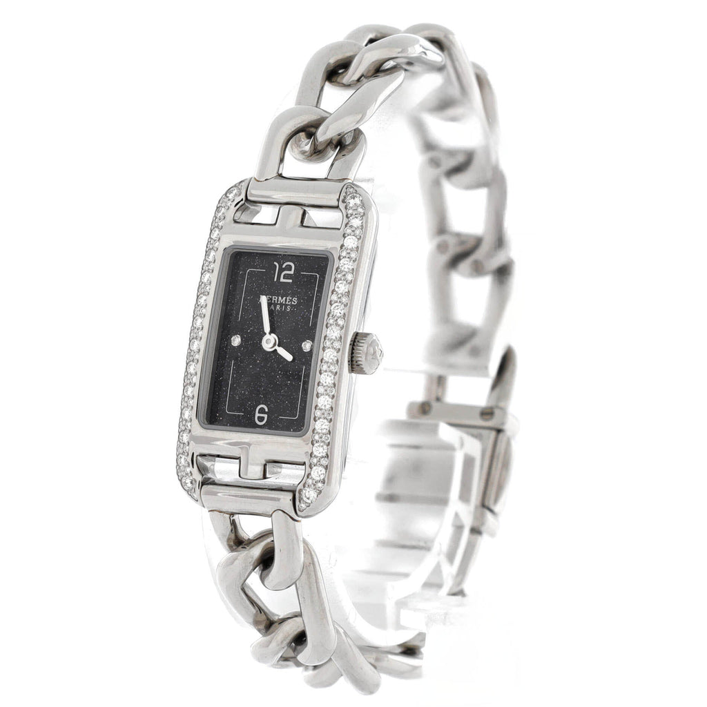 Nantucket Quartz Watch Stainless Steel with Aventurine Dial and Diamond Bezel and Markers 17