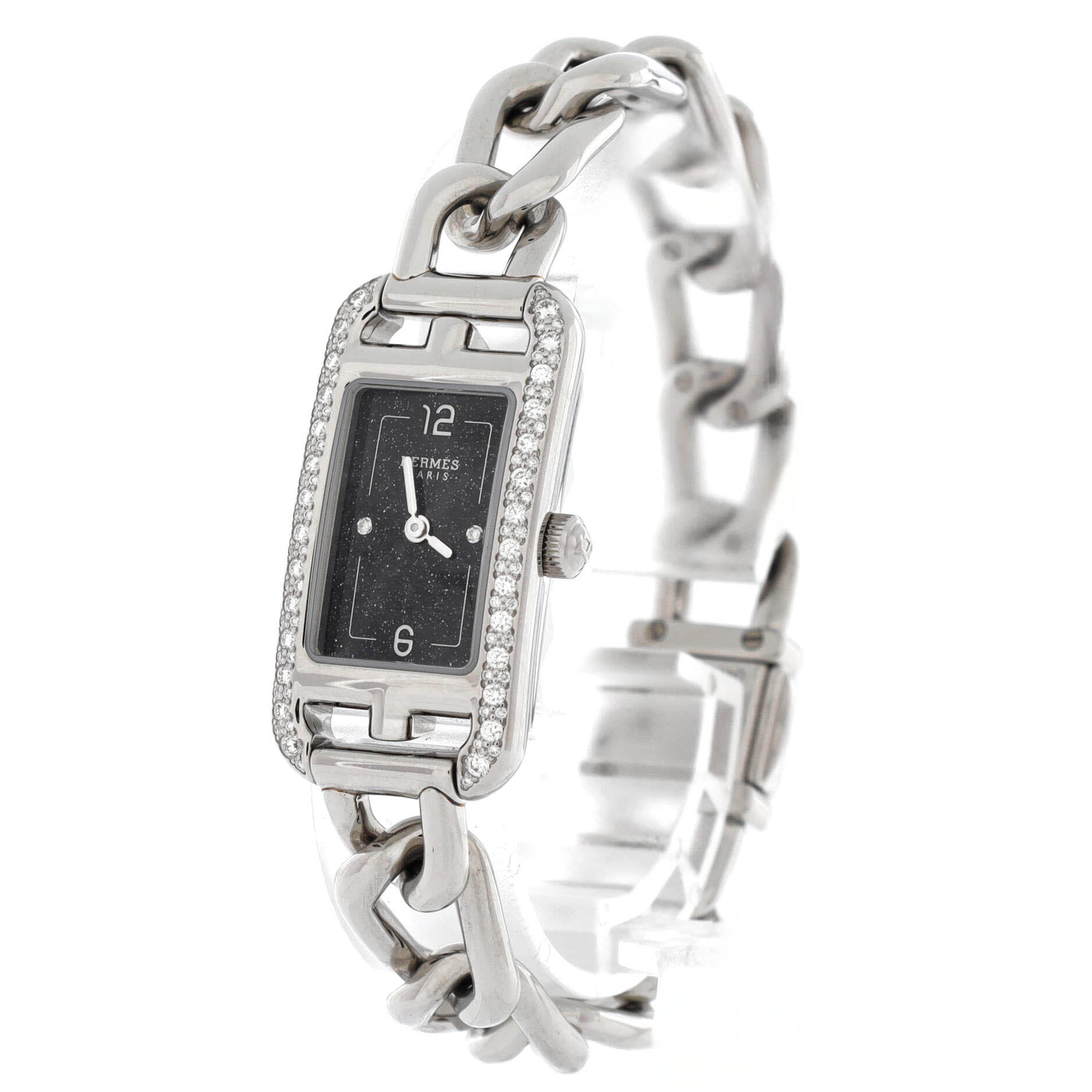 Nantucket Quartz Watch Stainless Steel with Aventurine Dial and Diamond Bezel and Markers 17