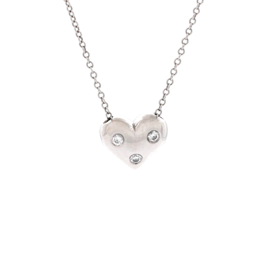 Etoile Heart 3 Diamond Pendant Necklace Platinum with Diamonds