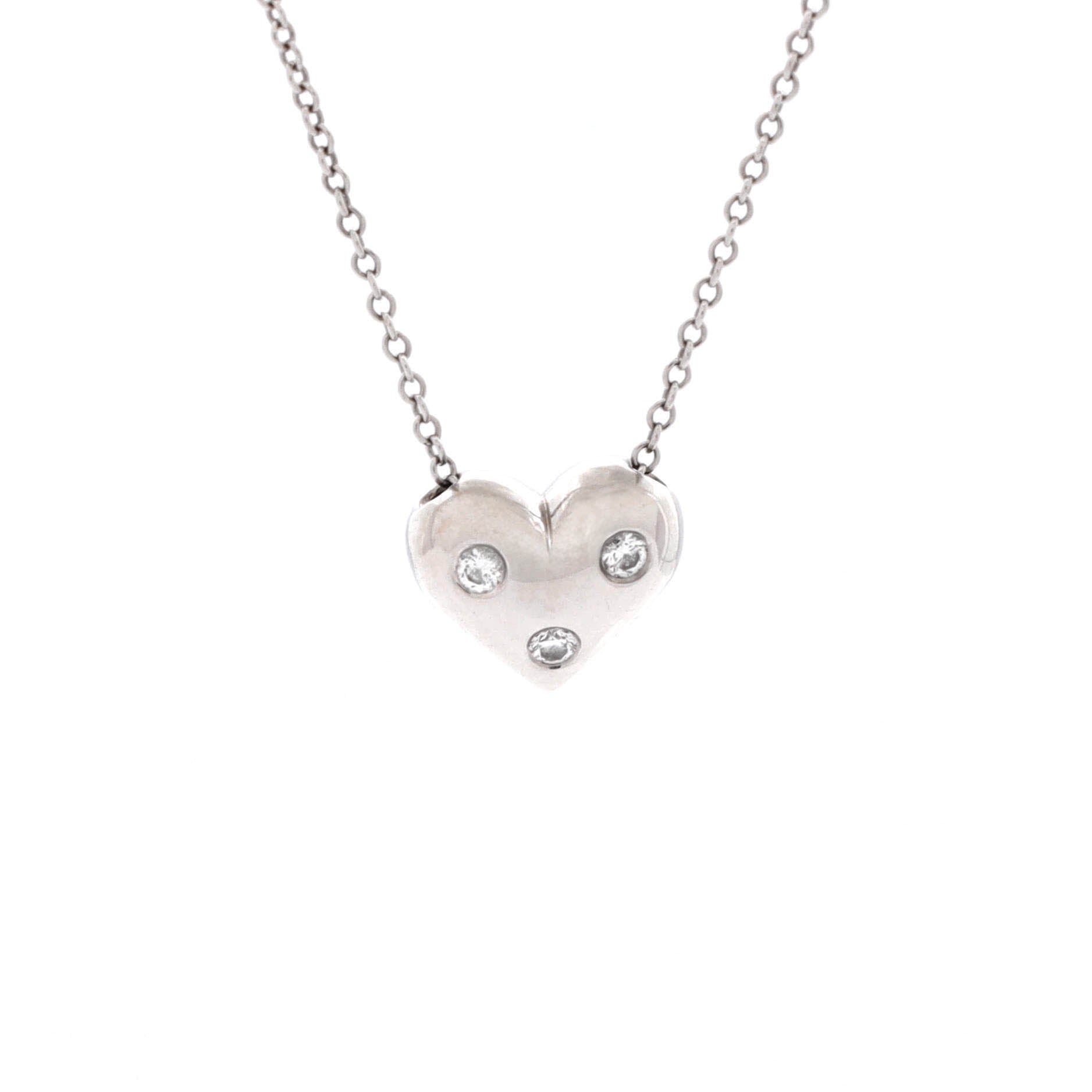 Etoile Heart 3 Diamond Pendant Necklace Platinum with Diamonds